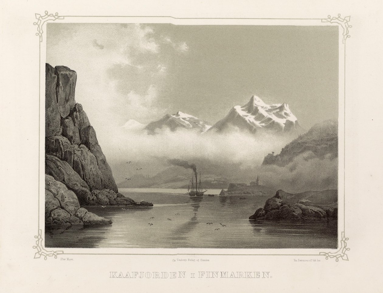 Kåfjord i Finmark. Illustration hämtad från boken Norge representerad av teckningar av Asbjørnsen, P.Chr. Utgiven av Chr. Tønsberg (Norge 1848) av Unbekannt