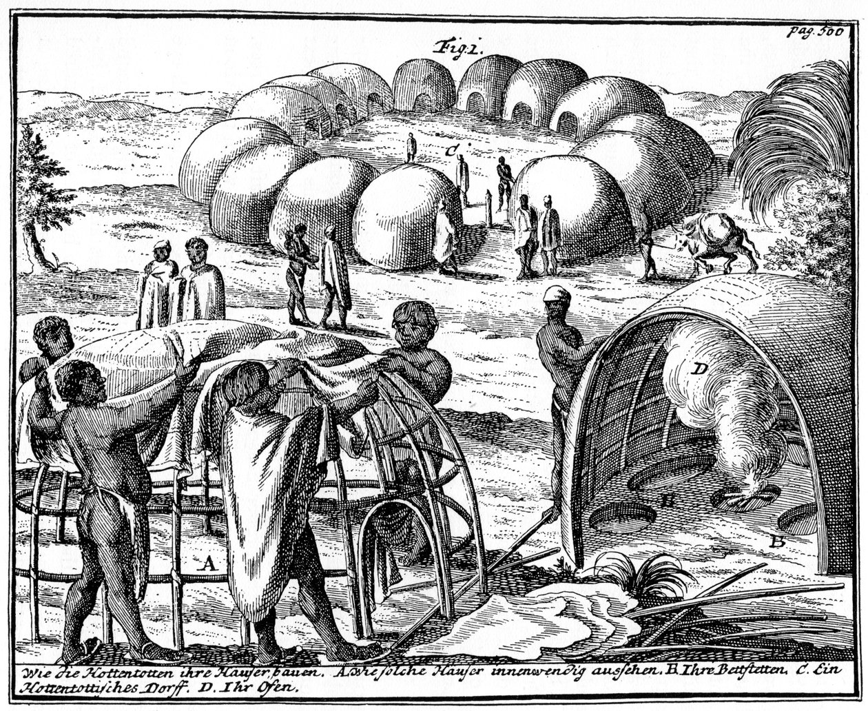 Khoikhoi hyddor och kraal, Sydafrika, 1931 av Unbekannt