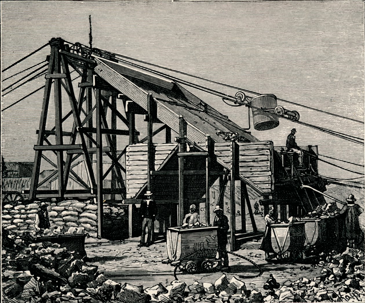 Kimberley Diamond Mine: apparat för att höja diamantjorden, 1896 av Unbekannt