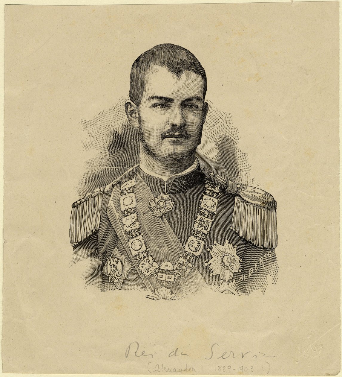 Kung Aleksandar av Serbien 1876-1903, ca. 1889 av Unbekannt