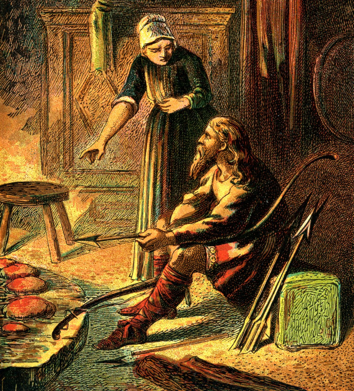 Kung Alfred och kakorna, c1850 av Unbekannt
