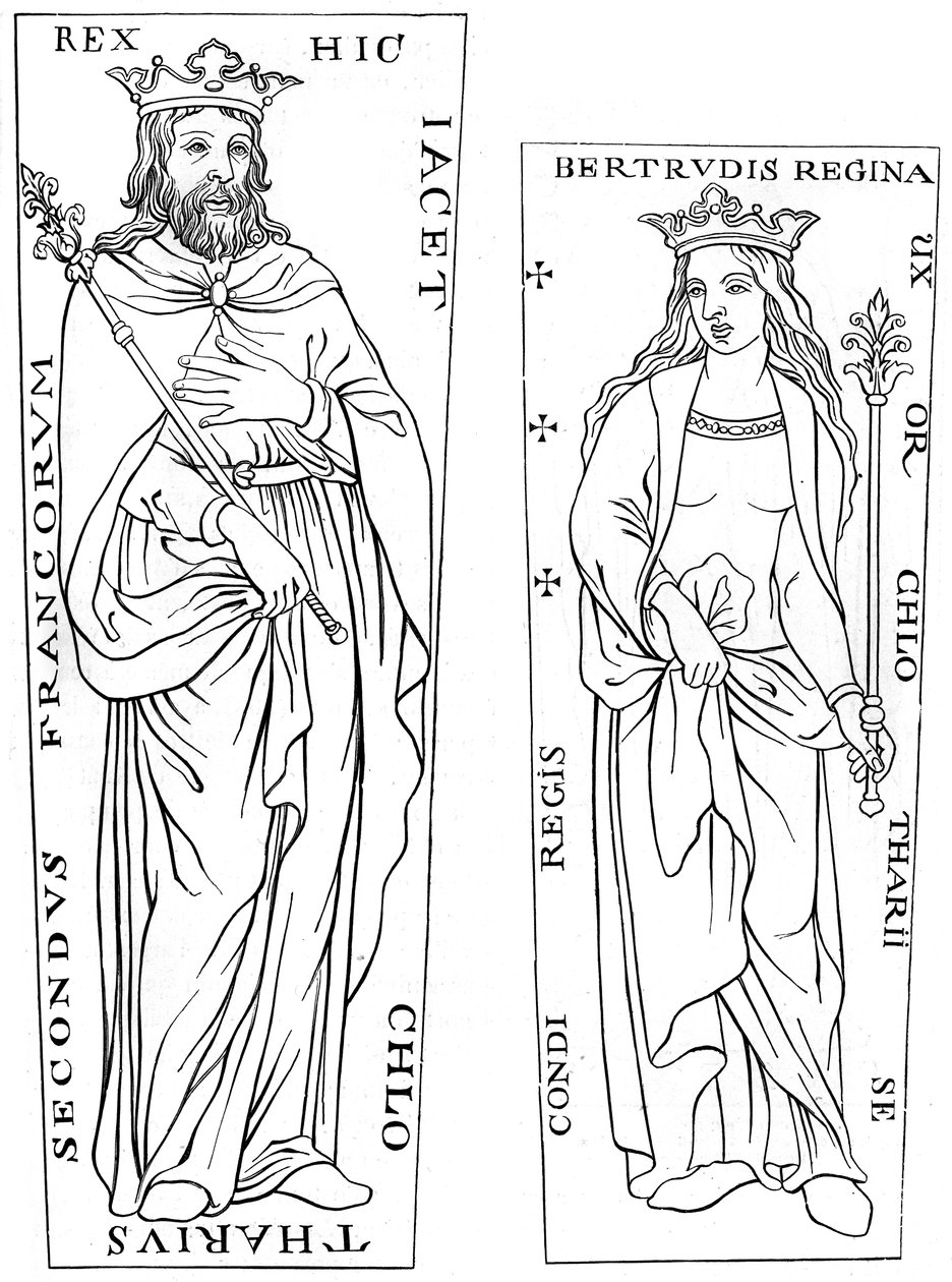 Kung Clotaire II 584-629 och Bertude 575-604, 1100-talet 1849 av Unbekannt