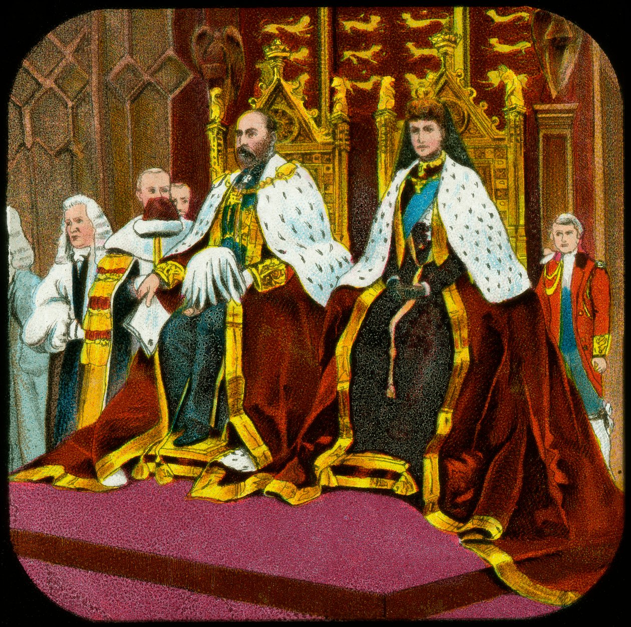Kung Edward VII och drottning Alexandra, statsöppning av parlamentet, Westminster, c1902-1909 av Unbekannt