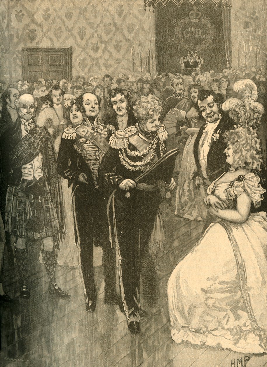 Kung George IV håller en vall i Holyrood Palace, Edinburgh, 1822 c1890. av Unbekannt