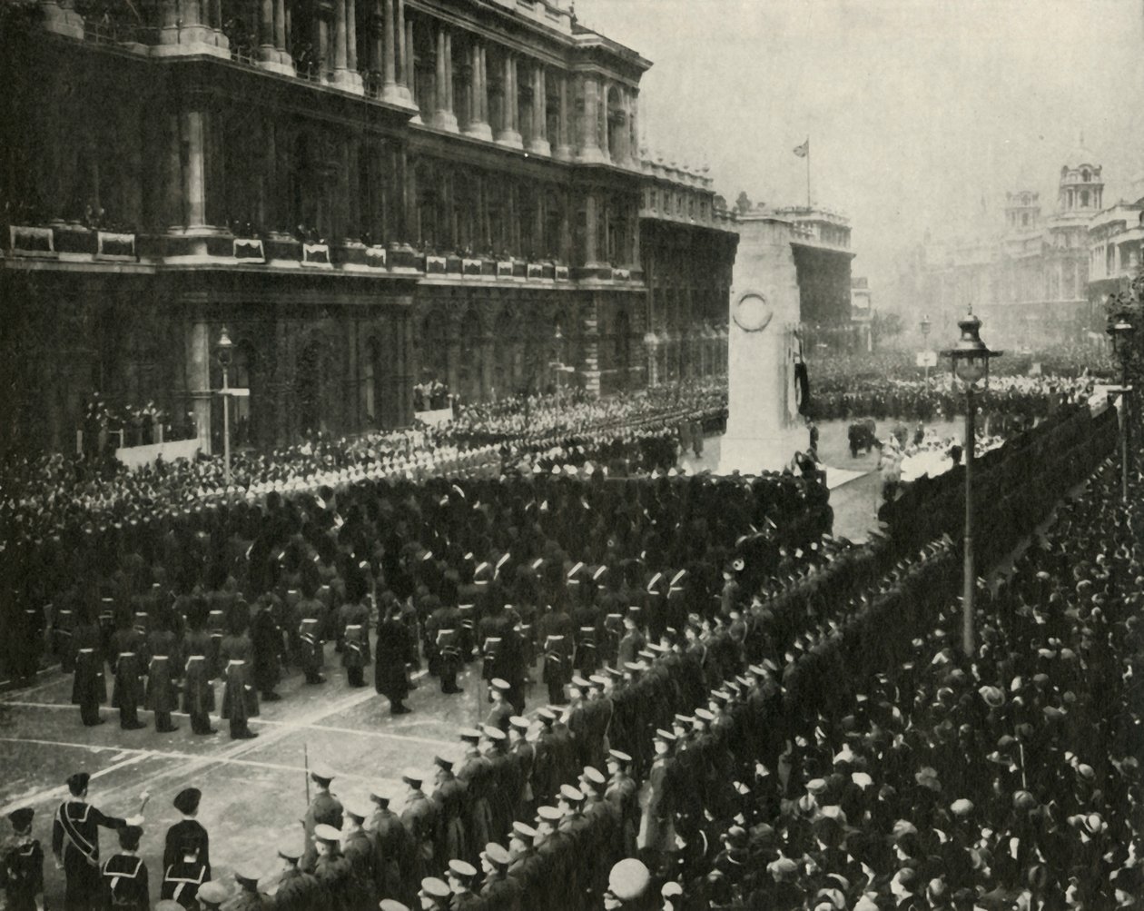 Kung George VI närvarade vid vapenstilleståndsceremonin vid Cenotaph, Whitehall, 11 november 1936, 1937. av Unbekannt