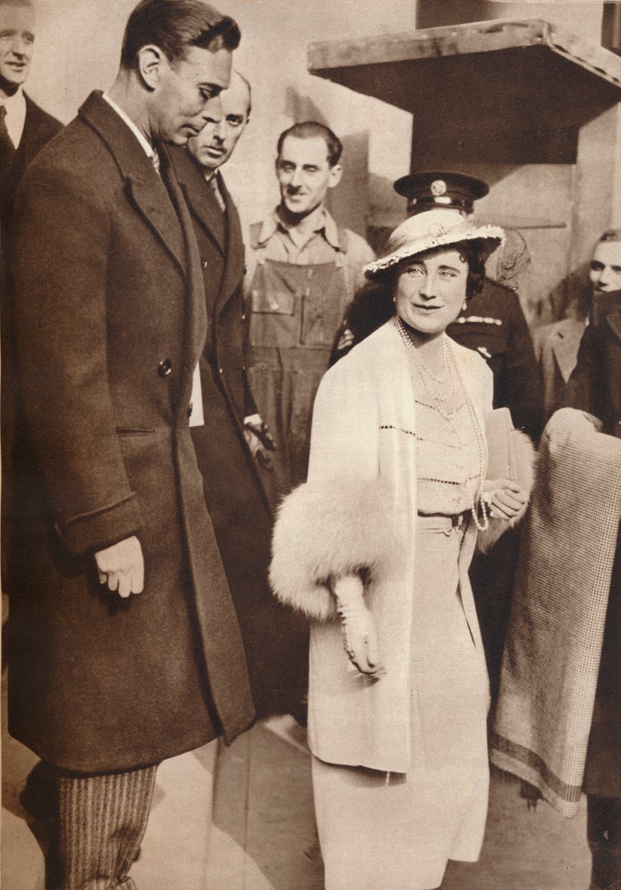 Kung George VI och drottning Elizabeth lämnar en upprepning från deras kröning, 1937 av Unbekannt