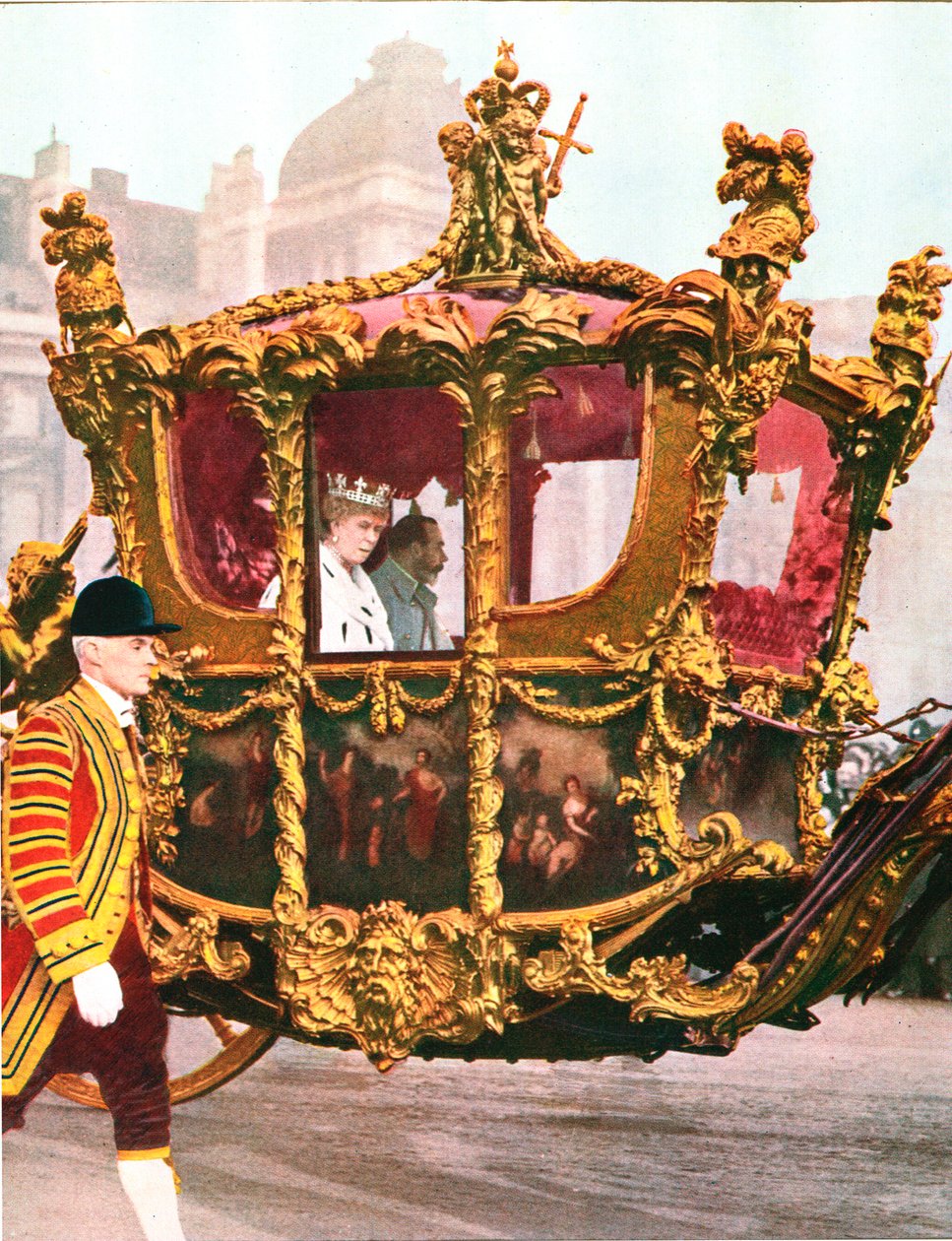 Kung George V och drottning Mary i den historiska statstränaren, c1935 av Unbekannt