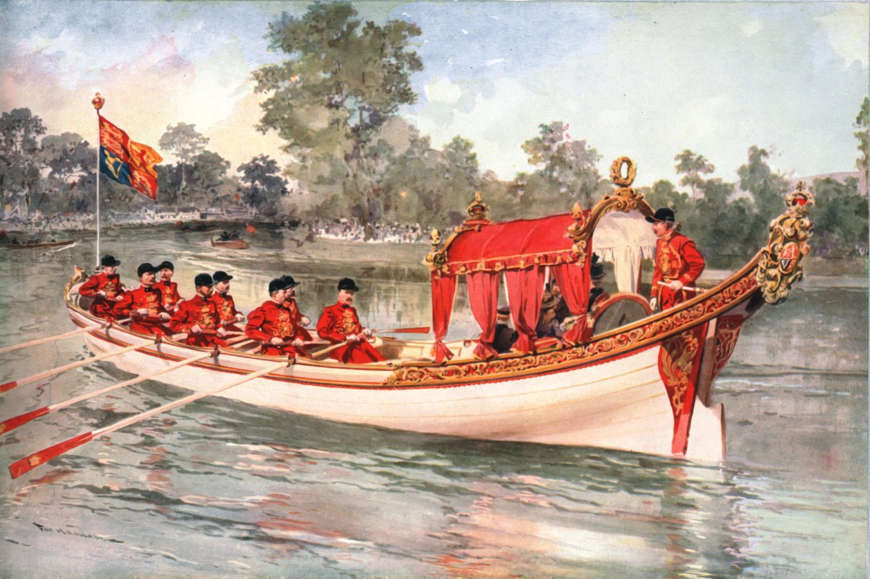 Kung George V och Queen Mary besökte Henly Regatta på statens pråm, 1912 av Unbekannt
