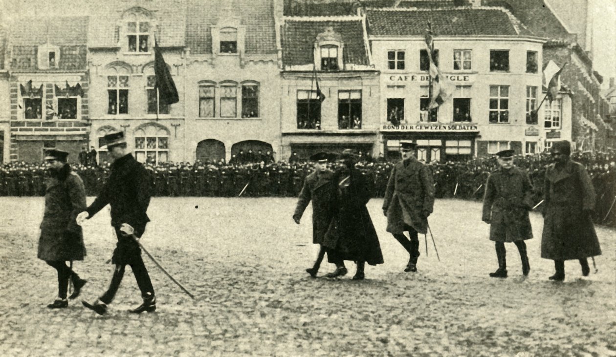 Kung George V i Furnes, Belgien, första världskriget, 4 december 1914, 1920. av Unbekannt