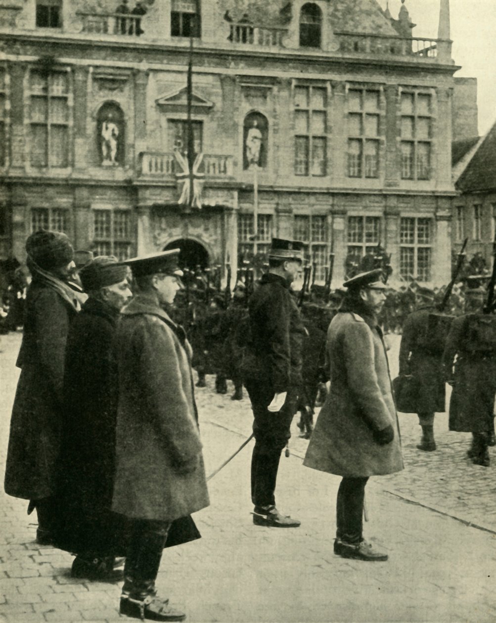 Kung George V i Furnes, Belgien, första världskriget, 4 december 1914, 1920. av Unbekannt