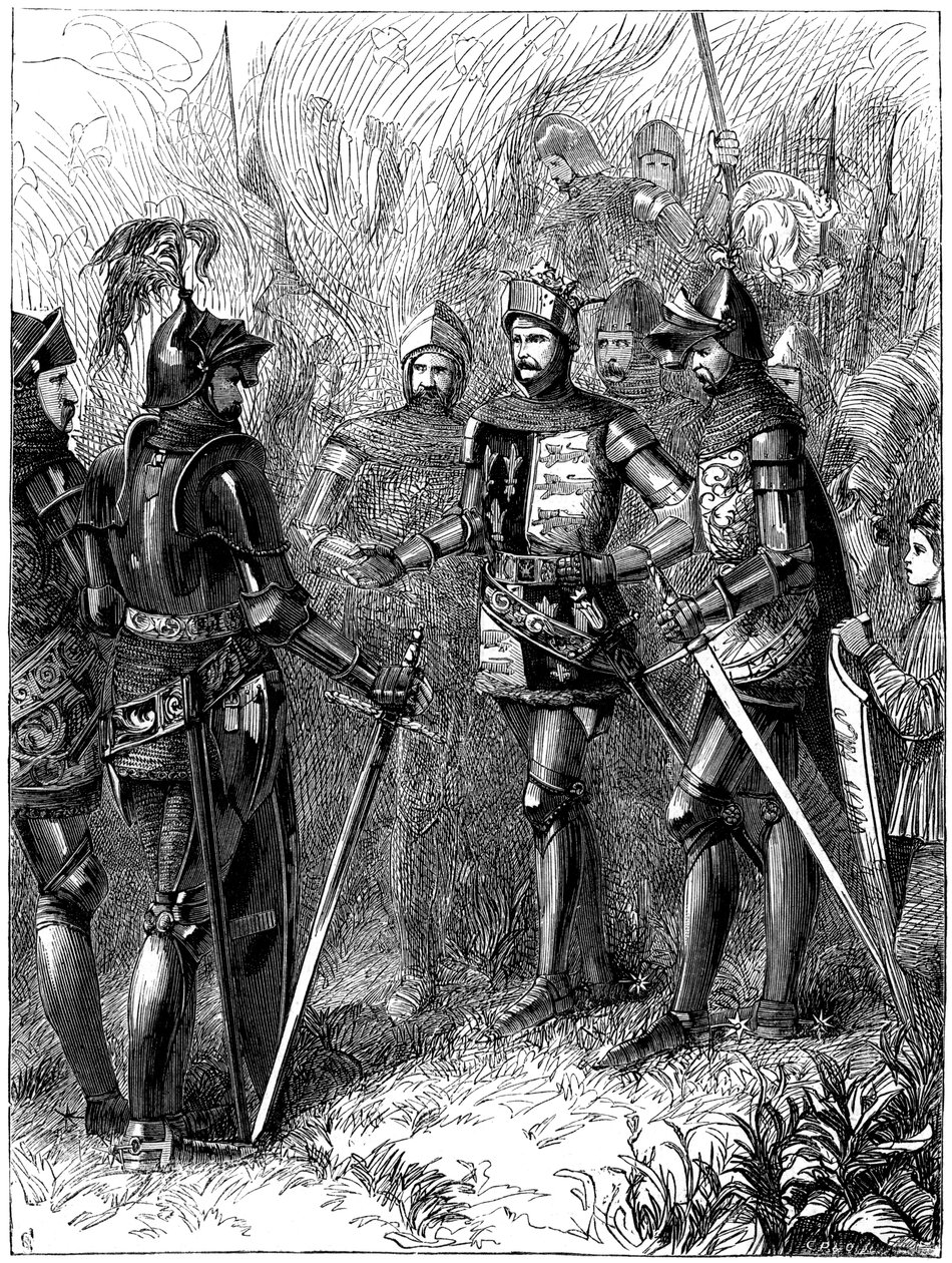 Kung Henrik V 1387-1422 och Sire de Helly i Agincourt, 1415 av Unbekannt