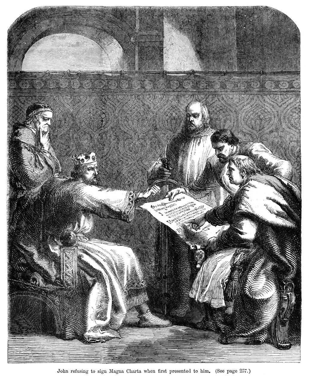 Kung John 1167-1216 vägrade att underteckna Magna Carta när den först presenterades för honom, 1215 av Unbekannt