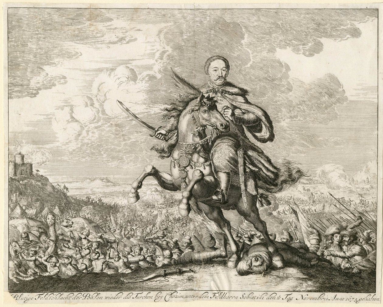 Kung John III Sobieski vid slaget vid Khotyn den 11 november 1673, 1673 av Unbekannt