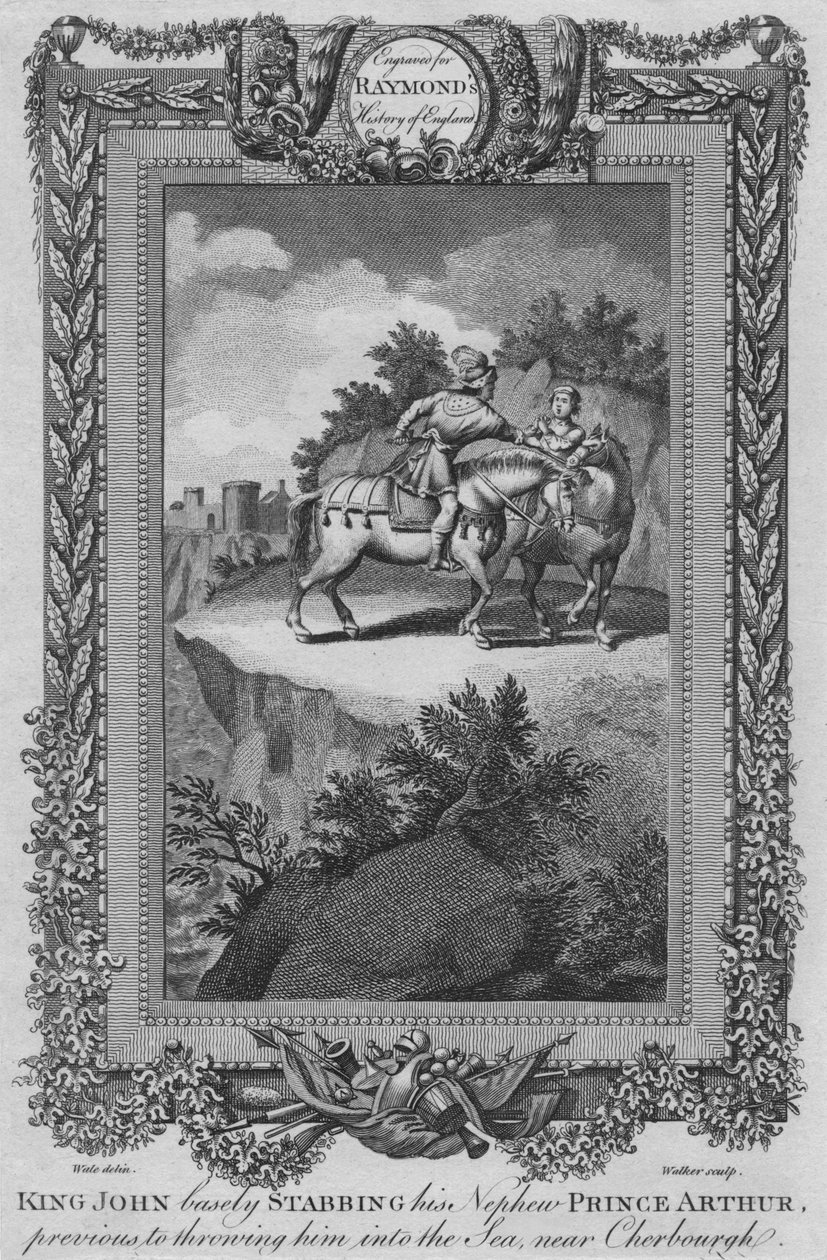 Kung John knivhögg sin brorson prins Arthur, innan han kastade honom i havet, c1787 av Unbekannt