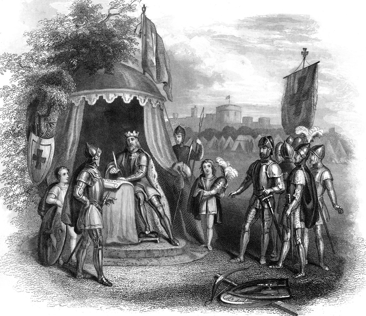 Kung John undertecknade Magna Carta, Runnymede, Surrey, 1215 av Unbekannt