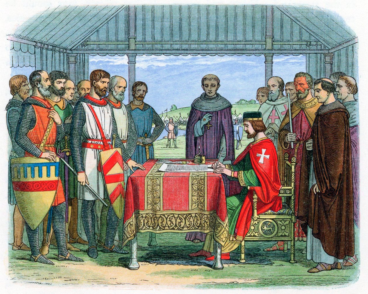 Kung John undertecknade Magna Carta i Runnymede, Surrey, 15 juni 1215 1864 av Unbekannt