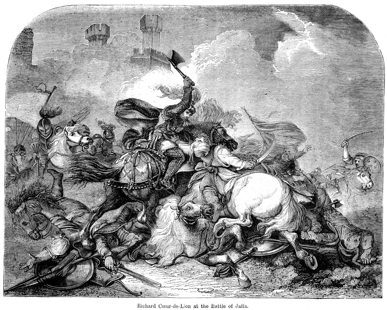 Kung Richard I 1157-1199 vid slaget vid Jaffa, 1192 av Unbekannt
