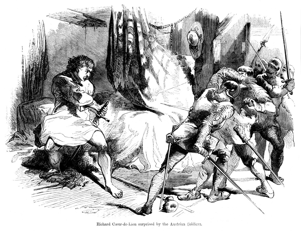 Kung Richard I 1157-1199 överraskad av österrikiska soldater av Unbekannt