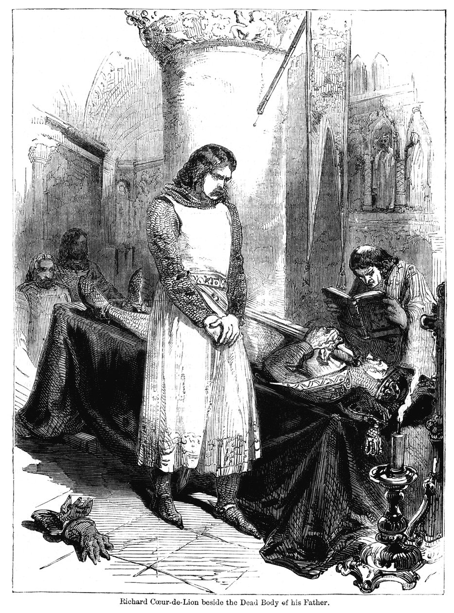 Kung Richard I bredvid sin fars, kung Henrik II, döda kropp, 1189 av Unbekannt