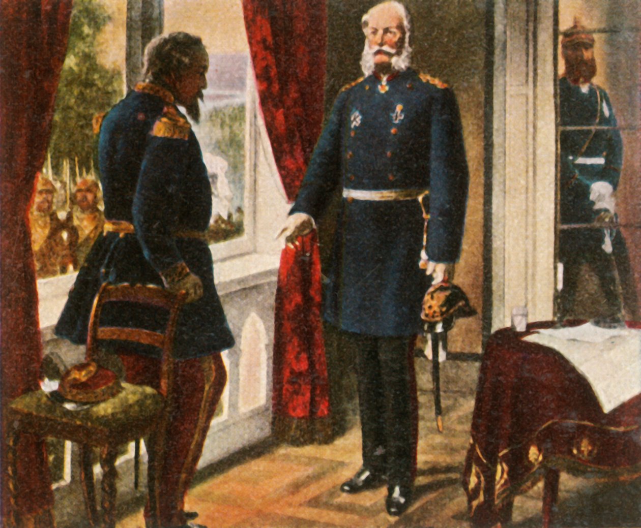 Kung Wilhelm och kejsar Napoleon efter slaget vid Sedan, 2 september 1870, 1936. av Unbekannt