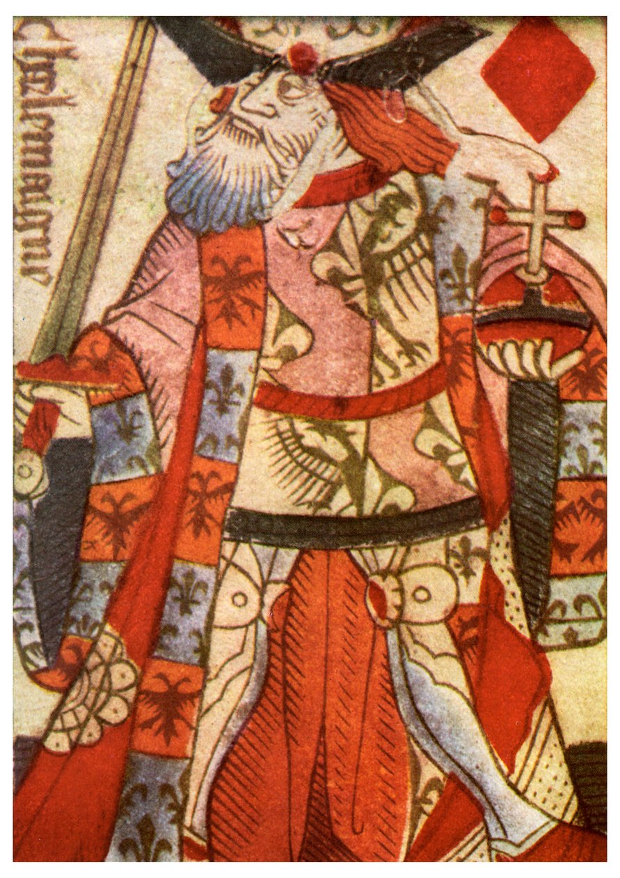King of Diamonds från ett franskt paket spelkort, c1500 1956 av Unbekannt