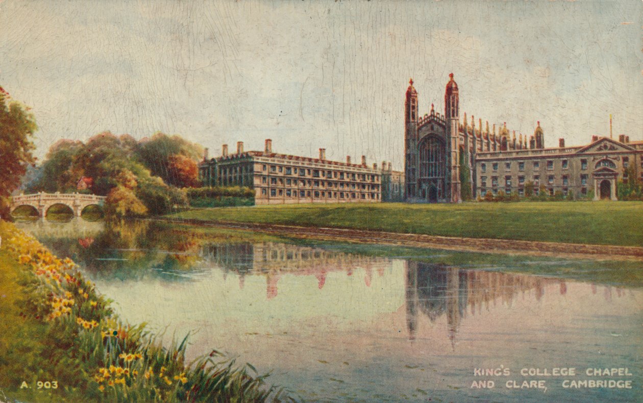 Kings College Chapel och Clare College, Cambridge, c1935 av Unbekannt