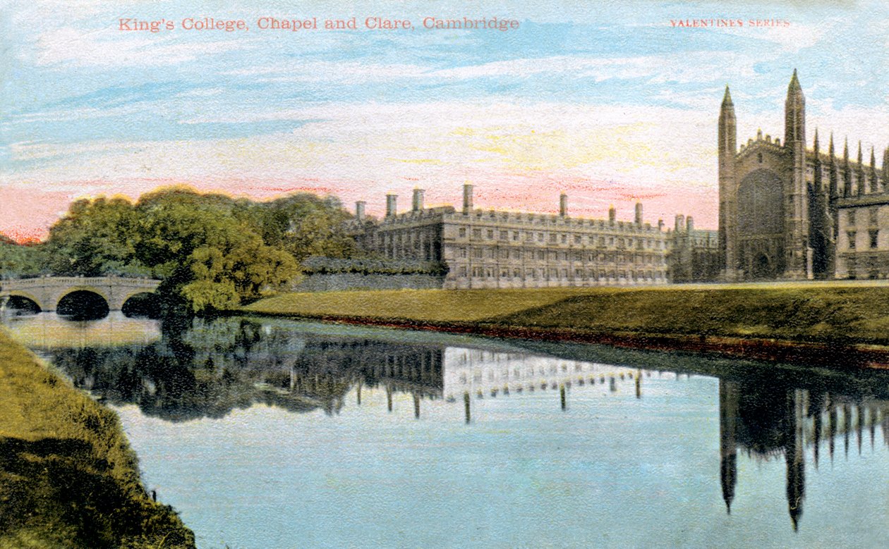 Kings College, Kings College Chapel och Clare College, Cambridge, tidigt 1900-tal av Unbekannt