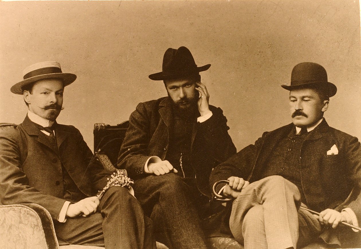 Konstantin Balmont, Sergei Poliakov och Modest Durnov, ryska poeter, 1904 av Unbekannt