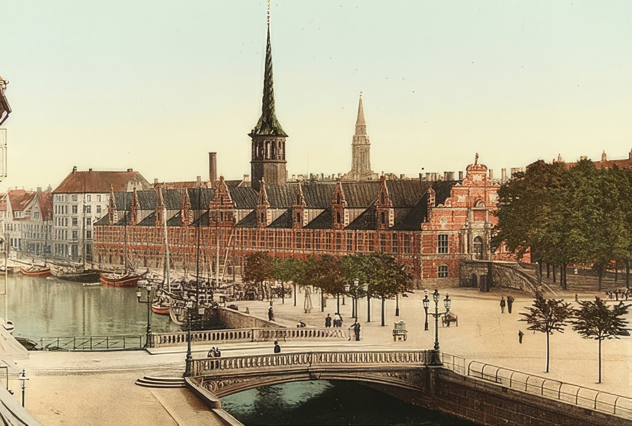 Köpenhamn. Börsen. Omkring 1900. Fotografering av Photoglob / Zürich av Unbekannt