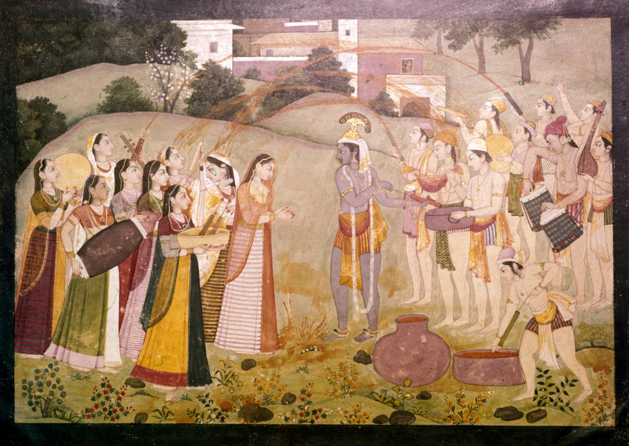 Krishna firar vårfestivalen i Holi, c1770-1780 av Unbekannt