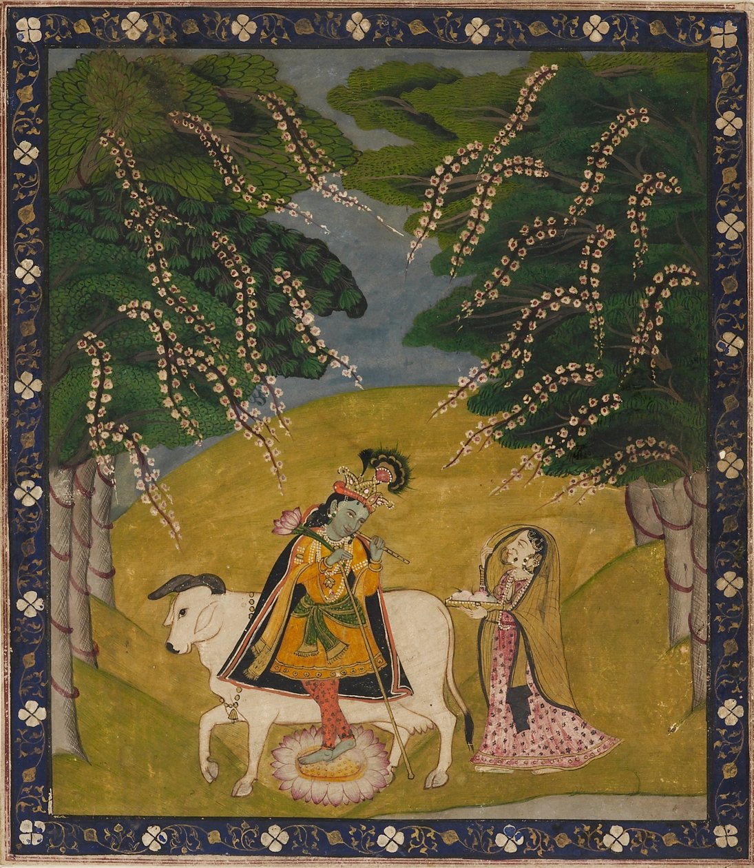 Krishna erbjuds kakor, 1800-1900-talet av Unbekannt
