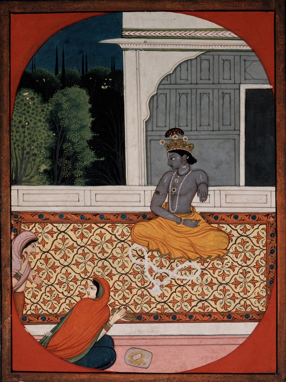 Krishna kastar sin krans, c1800 av Unbekannt