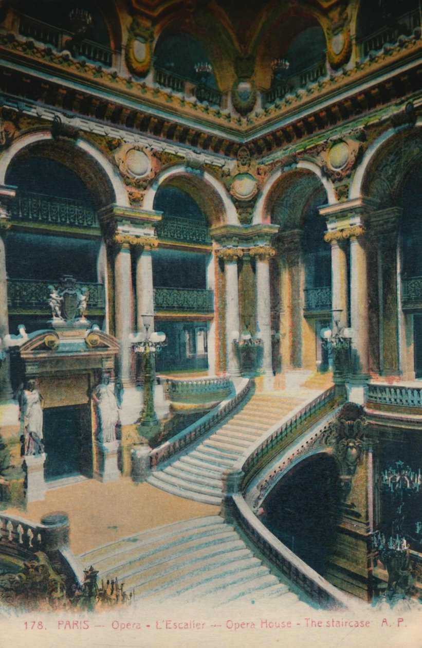 LOpéra Garnier - trappan, Paris, c1920 av Unbekannt