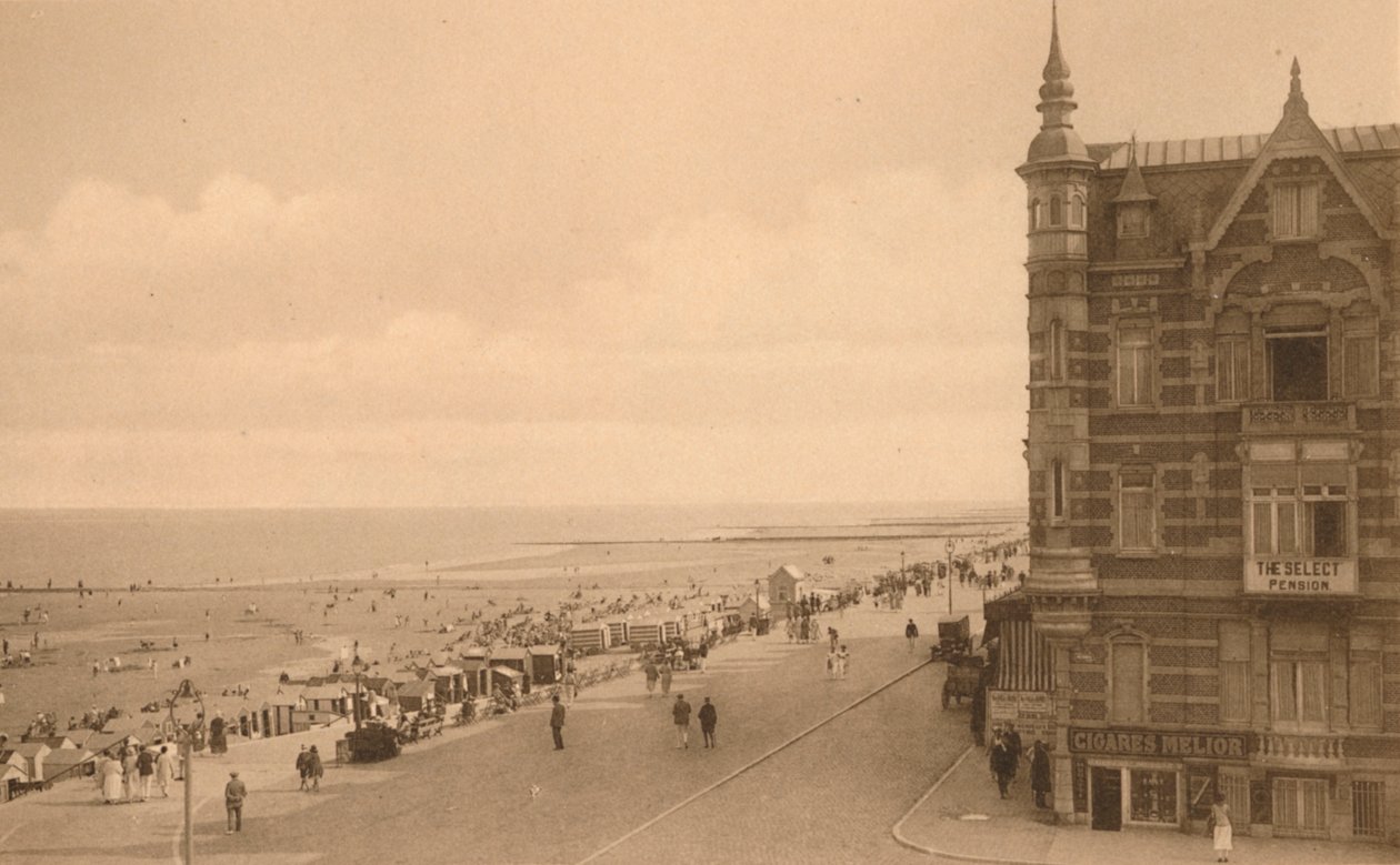 La Digue et la Plage, Promenade och stranden, c1900. av Unbekannt