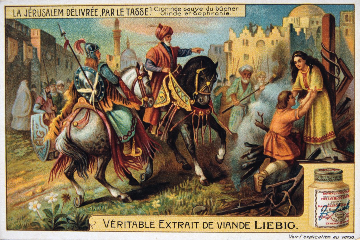 La Jerusalem befriare par le Tasse, Clorinde räddad från bränning. 1800-talet av Unbekannt