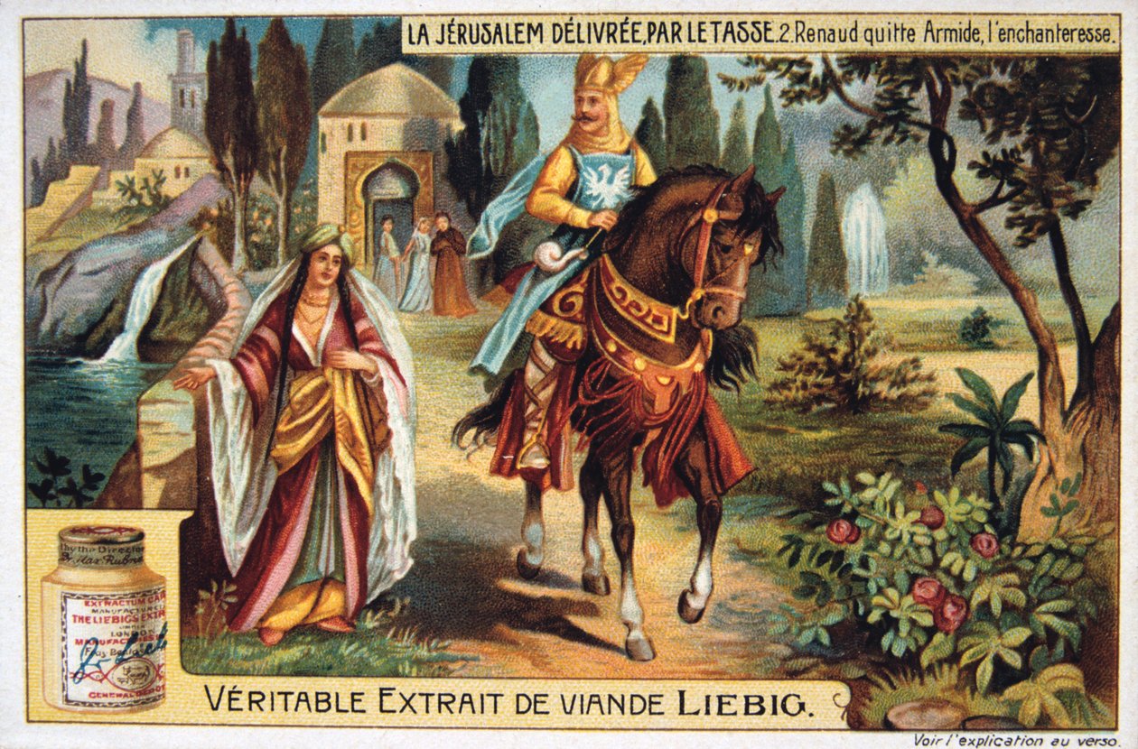 La Jerusalem deliveryee par le Tasse, Renaud lämnar Armide, trollkarlen. 1800-talet av Unbekannt