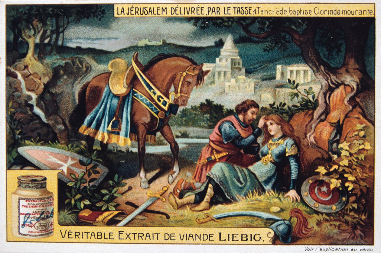 La Jerusalem befriare par le Tasse, Tancrede döper den döende Clorinde. 1800-talet av Unbekannt
