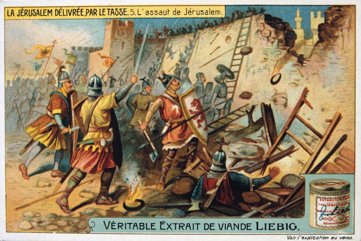 La Jerusalem delivree par le Tasse, Anfallet på Jerusalem. 1800-talet av Unbekannt