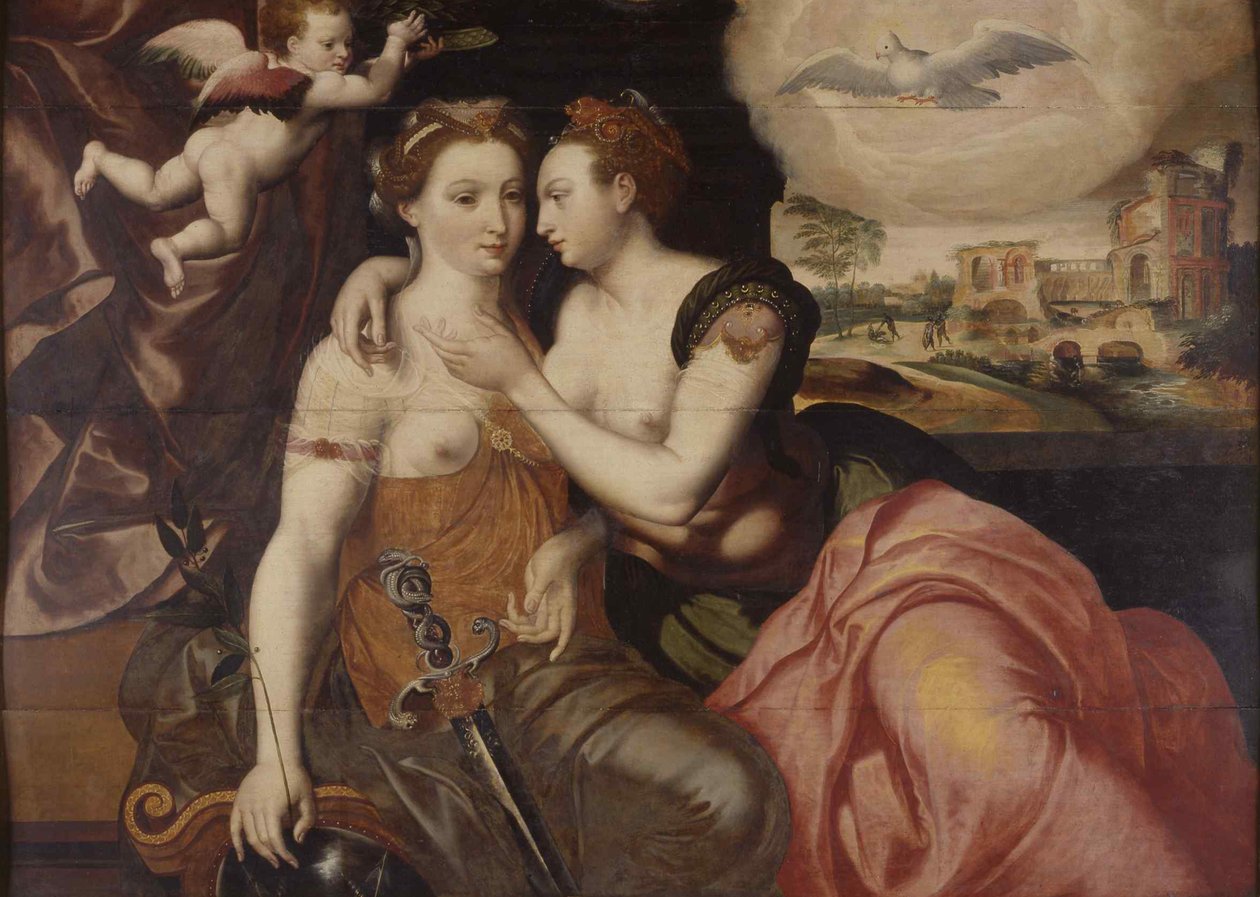 La Justice et la Paix Rättvisa och fred, c.1560. av Unbekannt