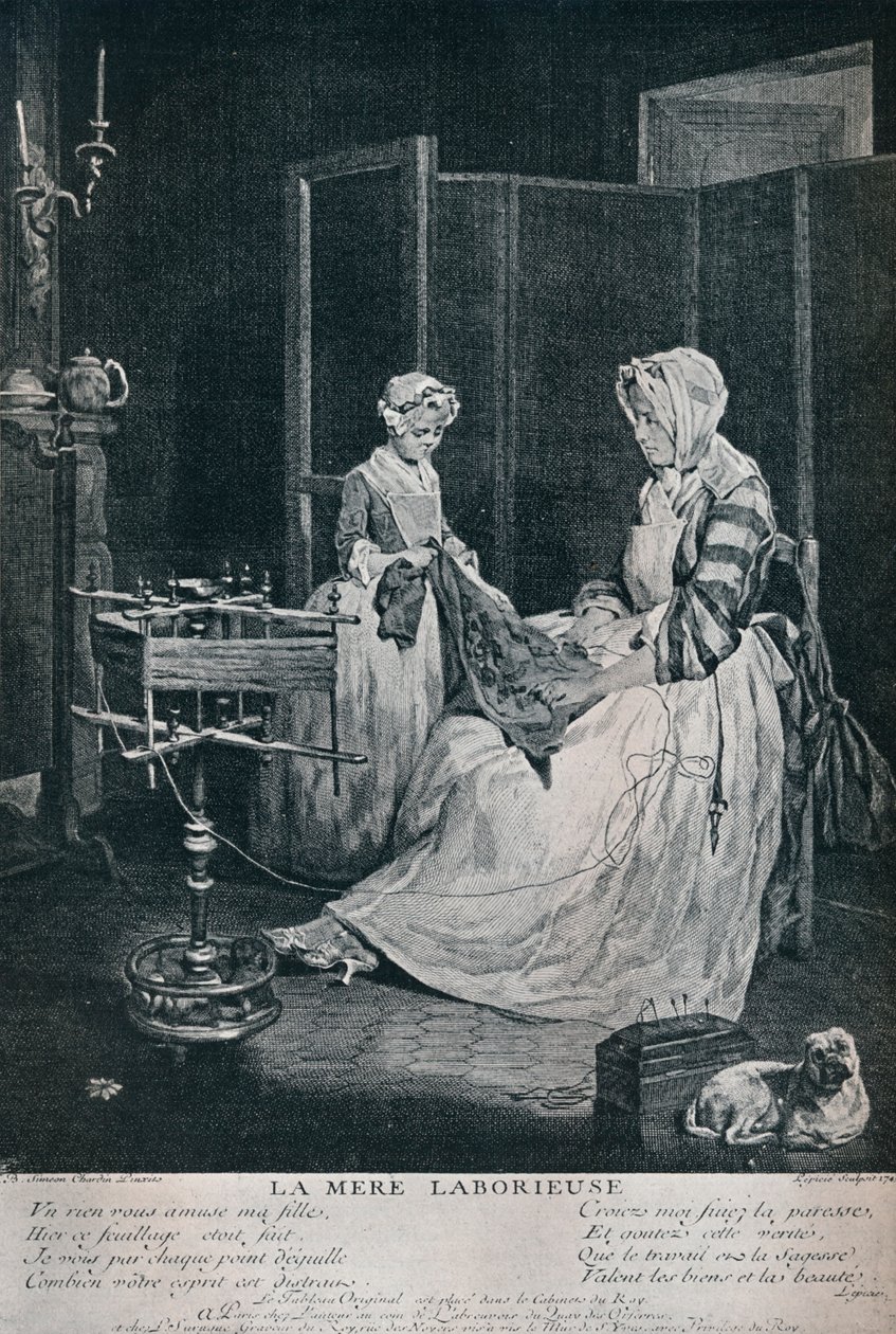 Den arbetande modern, 1740, 1916 av Unbekannt