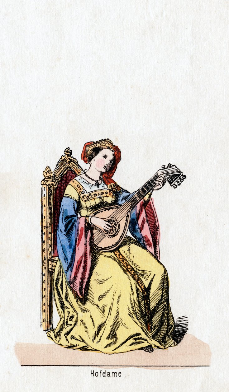 Dam i väntan, kostymdesign för Shakespeares pjäs, Henry VIII, 1800-talet av Unbekannt