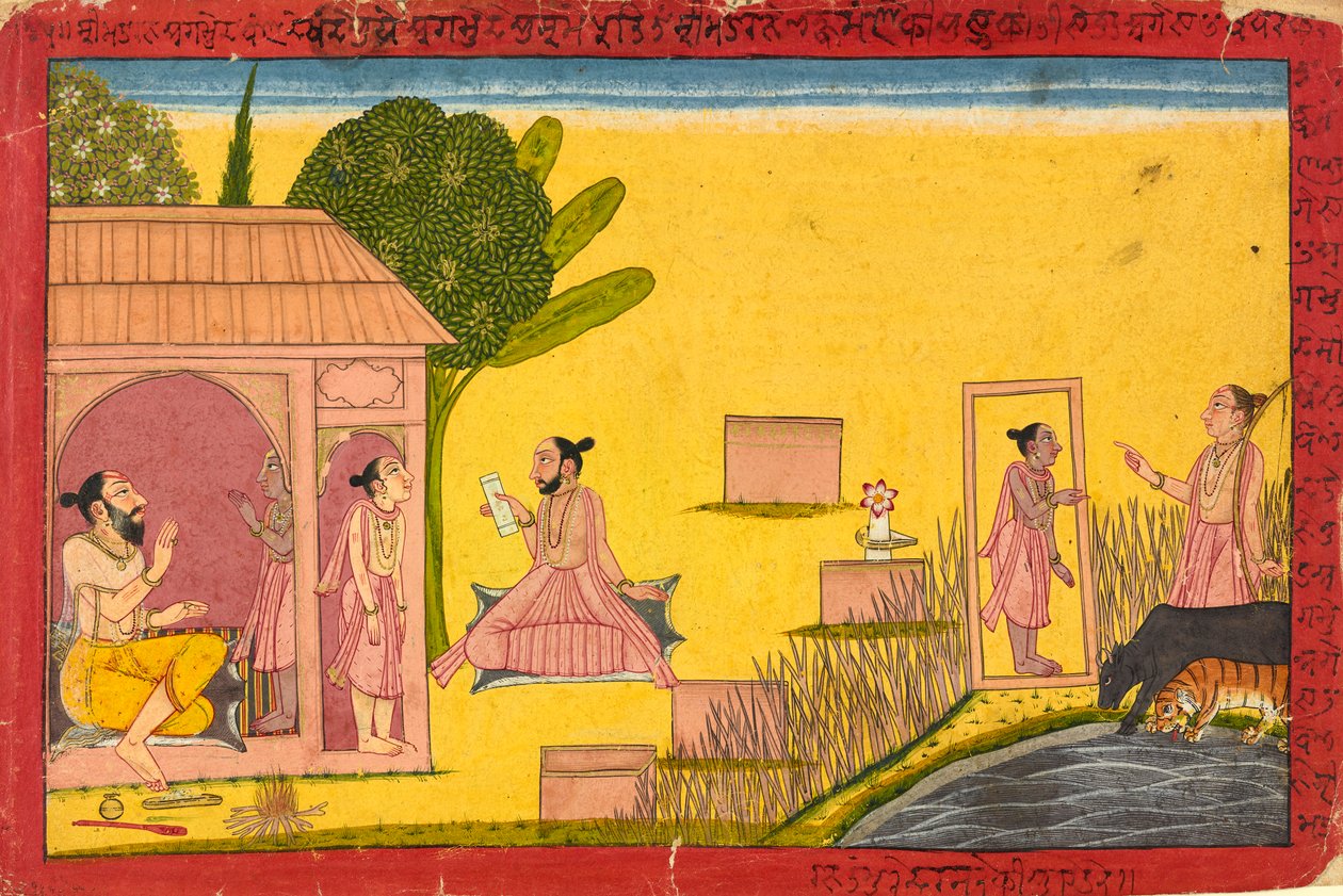 Lakshmana vid eremitaget, folio från en Ramayana, ca. 1690-1710. av Unbekannt