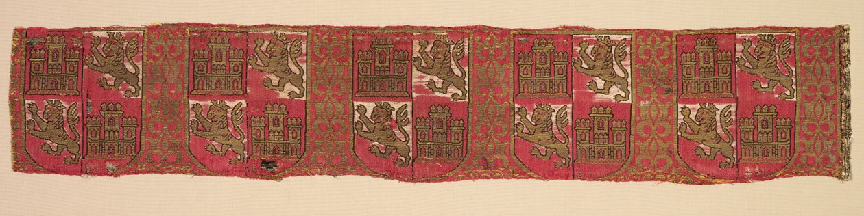 Lampas med heraldik från Kastilien och León, från en kunglig kristen dräkt, 1200-1325. av Unbekannt