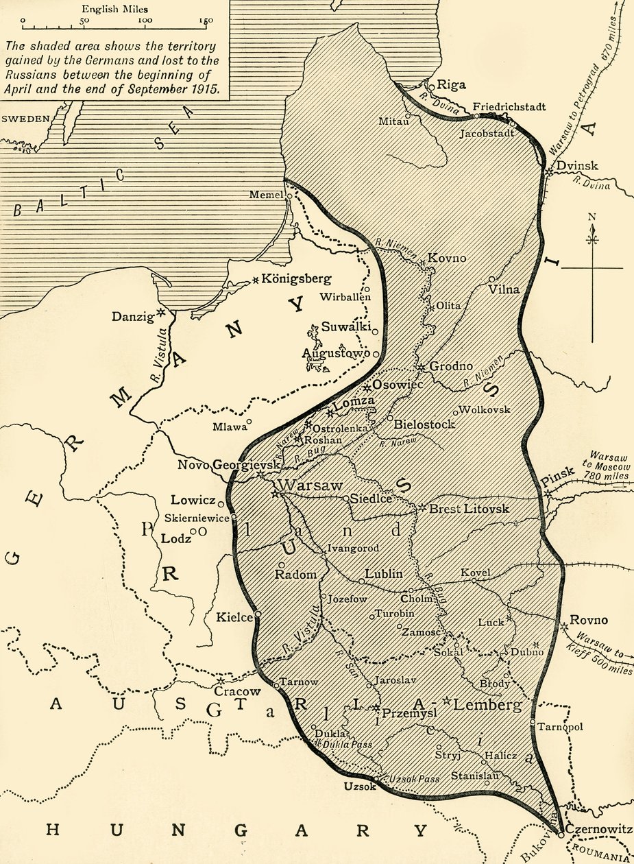 Land tagit av Tyskland från Ryssland, första världskriget, 1915, c1920. av Unbekannt