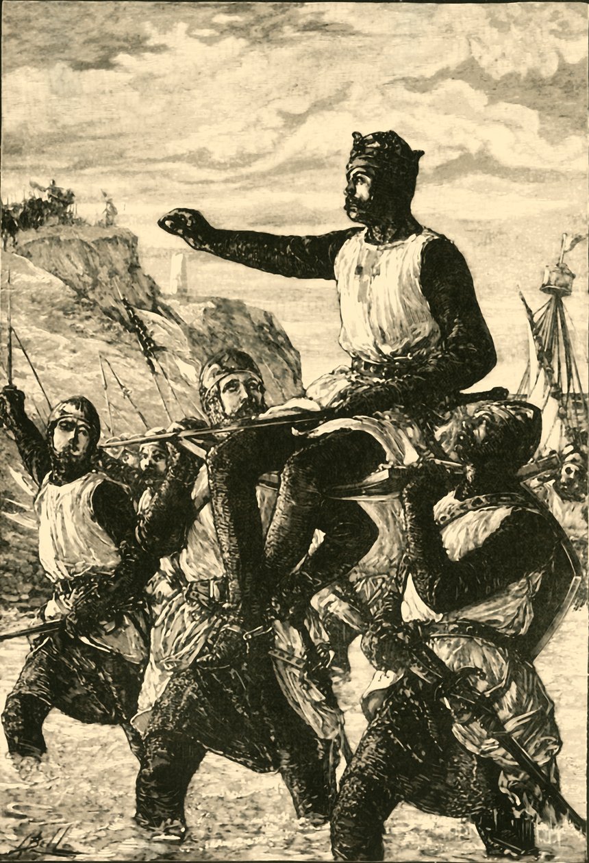 Roger Guiscards landstigning på Sicilien, 1057, 1890. av Unbekannt