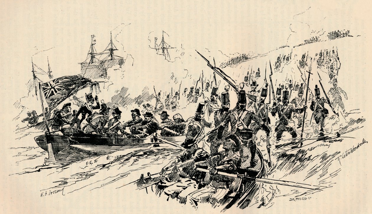 Landstigning av Sir Ralph Abercromby och brittiska styrkor i Alexandria, 1801, 1884 av Unbekannt