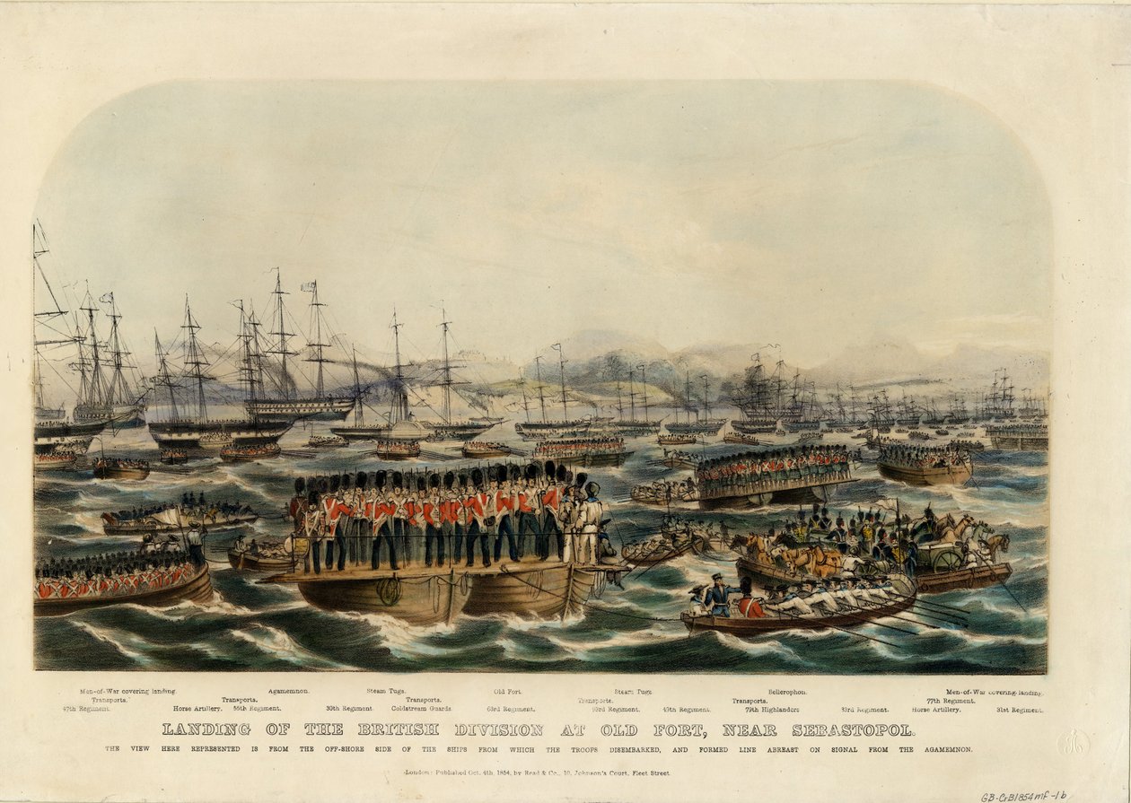 Den brittiska divisionens landstigning vid Old Fort, nära Sevastopol, 1854 av Unbekannt