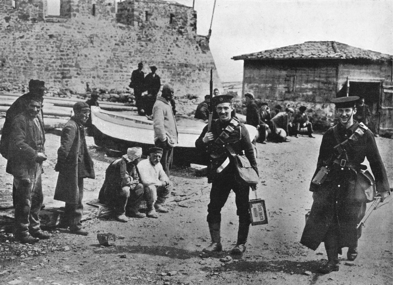 Landstigningsparti av marinsoldater under den tidiga delen av operationerna mot Dardanellerna, 1915 av Unbekannt