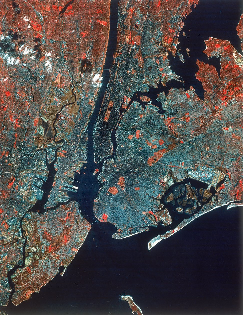 Landsat-bild av Manhattan, New York, USA, 1980-talet av Unbekannt