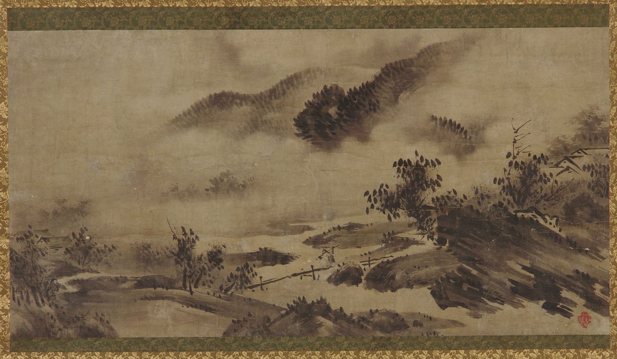 Landskap: berg, dimma och bäck, Edo-perioden, 1700-talet. av Unbekannt
